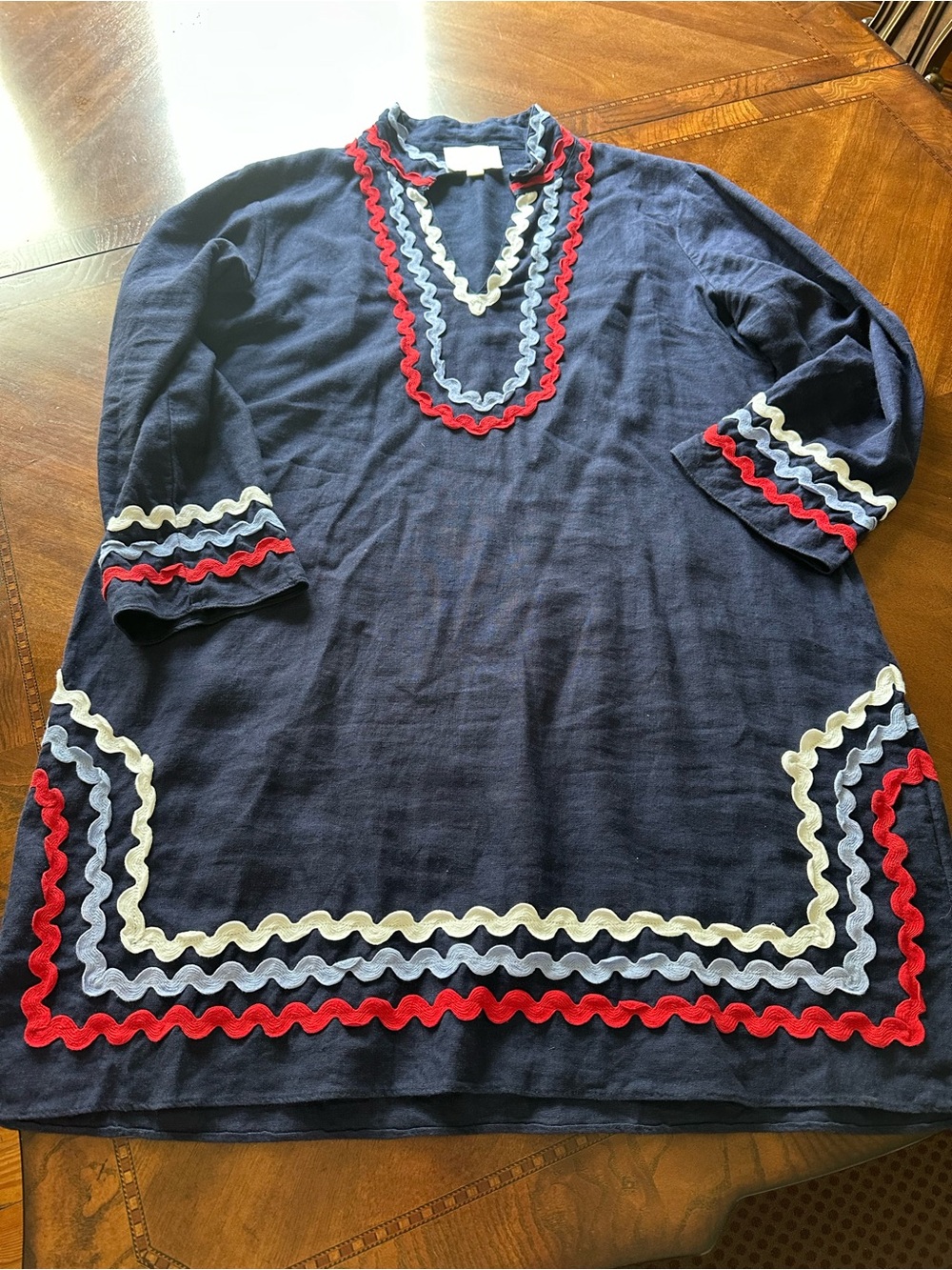 Sail to Sable Navy Dress with Red, White & Light Blue Trim